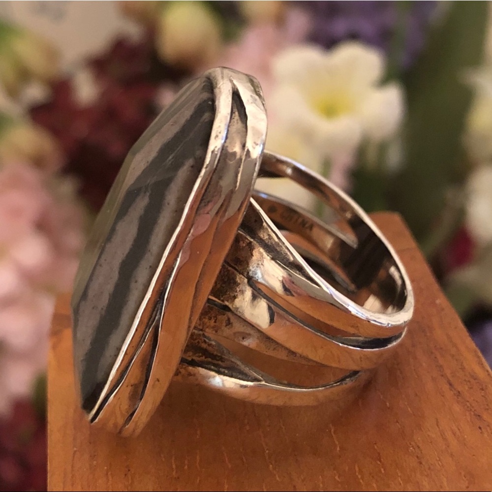 Silpada Sterling Silver Agate Abstract Ring R2761 Size 6 1/4 - Picture 9 of 9